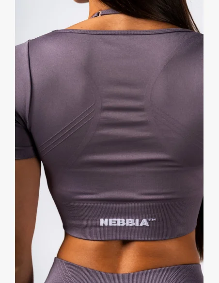 NEBBIA Tvarujúci bezšvový crop top FLOW SEAMLESS sivý