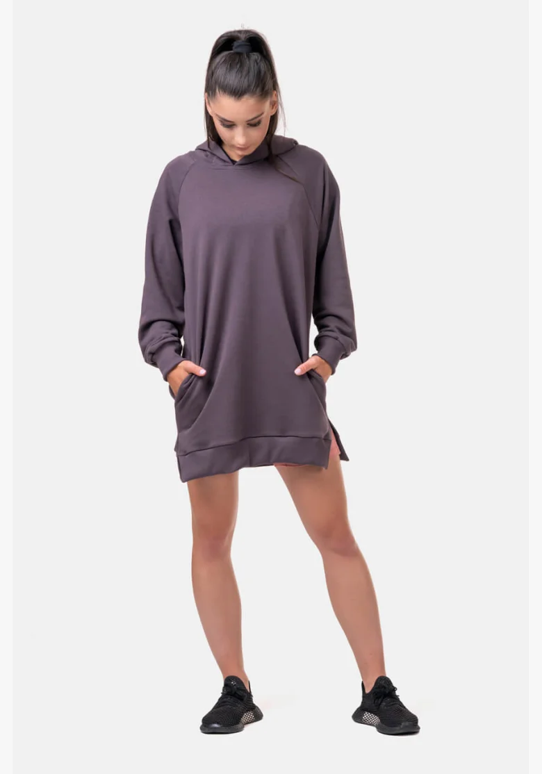NEBBIA Dlhá Everyday HERO mikina s kapucňou marron