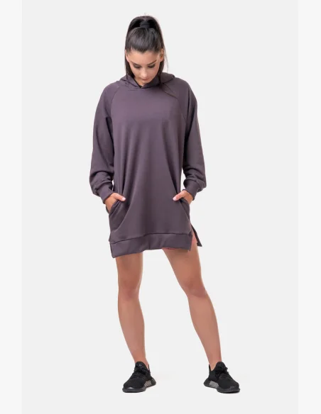 NEBBIA Dlhá Everyday HERO mikina s kapucňou marron