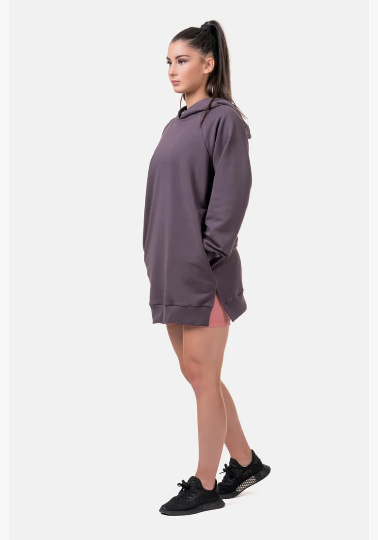 NEBBIA Dlhá Everyday HERO mikina s kapucňou marron