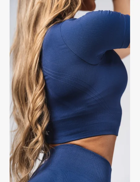 NEBBIA Tvarujúci bezšvový crop top FLOW SEAMLESS modrý