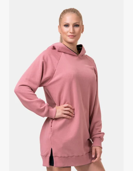 NEBBIA Dlhá Everyday HERO mikina s kapucňou ružová