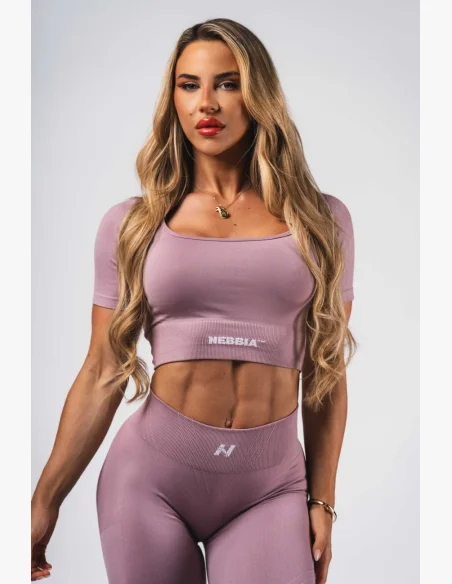 NEBBIA Tvarujúci bezšvový crop top FLOW SEAMLESS ružový