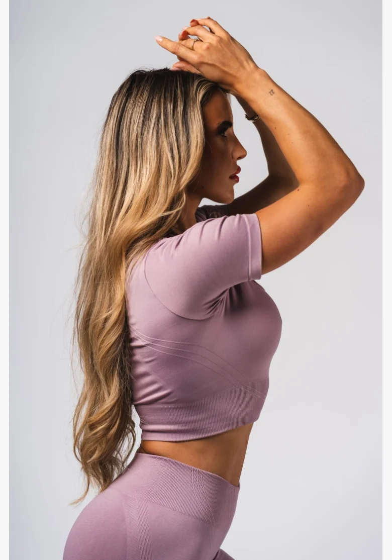 NEBBIA Tvarujúci bezšvový crop top FLOW SEAMLESS ružový