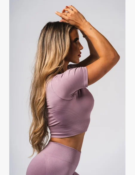 NEBBIA Tvarujúci bezšvový crop top FLOW SEAMLESS ružový