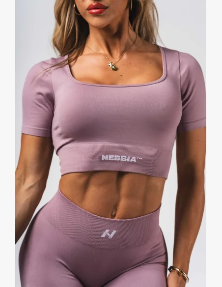 NEBBIA Tvarujúci bezšvový crop top FLOW SEAMLESS ružový