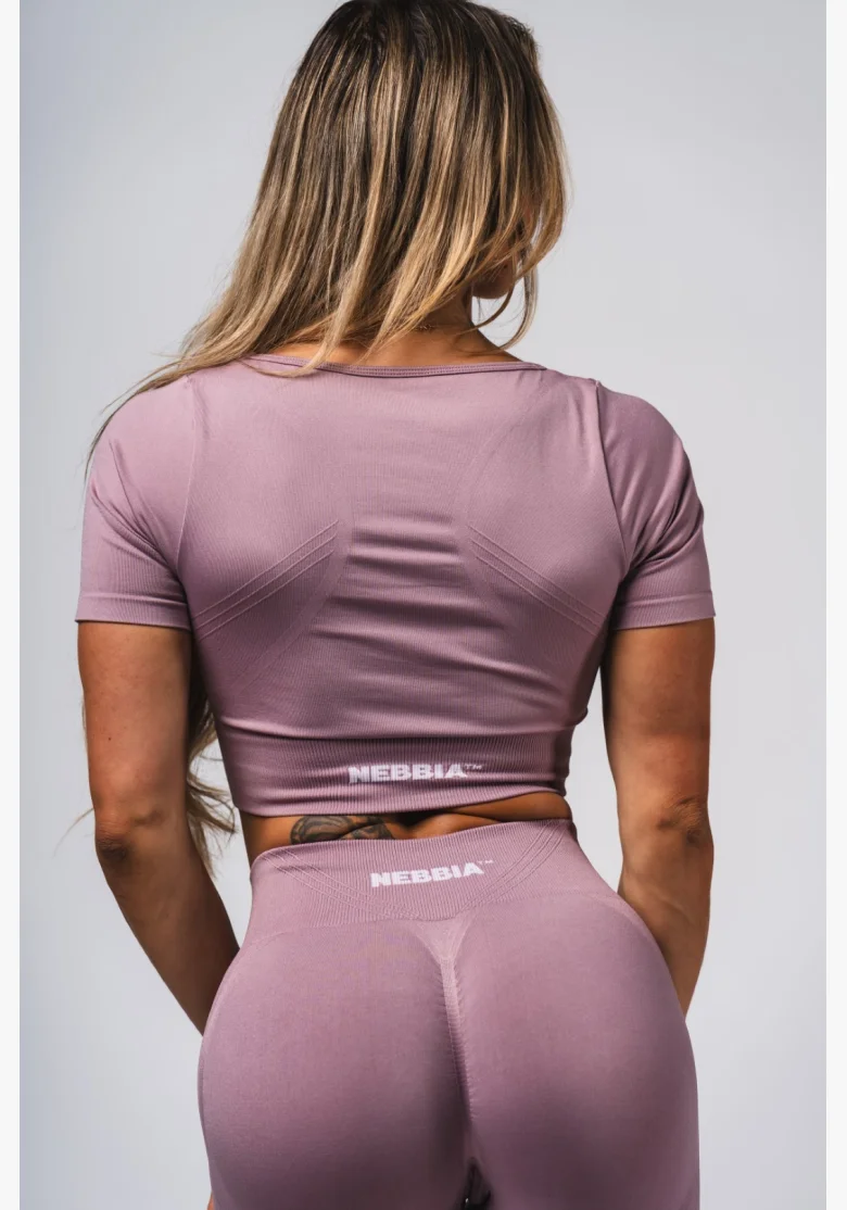 NEBBIA Tvarujúci bezšvový crop top FLOW SEAMLESS ružový