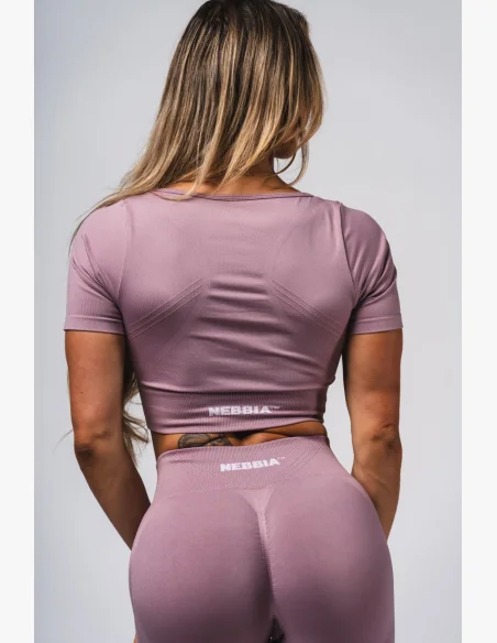 NEBBIA Tvarujúci bezšvový crop top FLOW SEAMLESS ružový