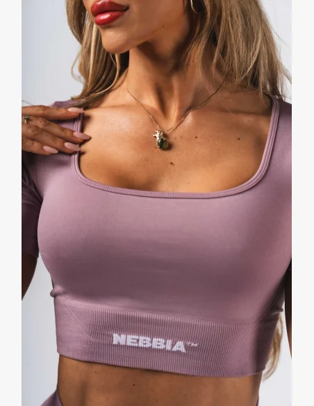 NEBBIA Tvarujúci bezšvový crop top FLOW SEAMLESS ružový