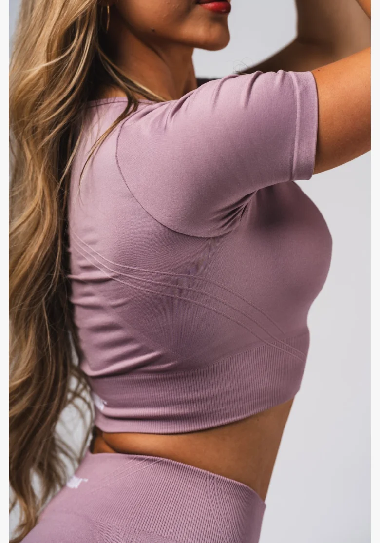NEBBIA Tvarujúci bezšvový crop top FLOW SEAMLESS ružový