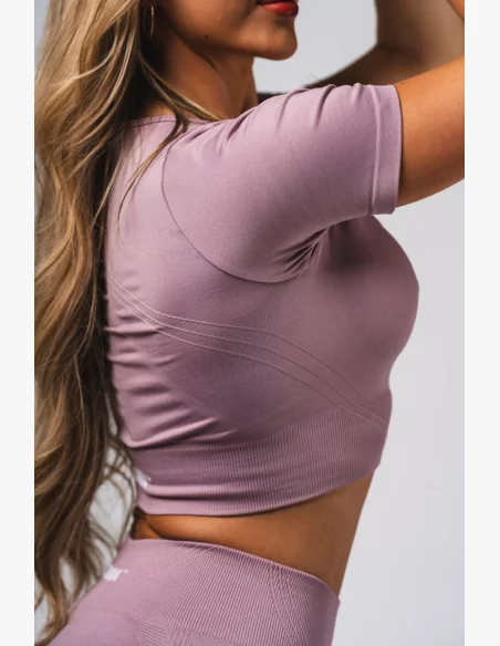 NEBBIA Tvarujúci bezšvový crop top FLOW SEAMLESS ružový