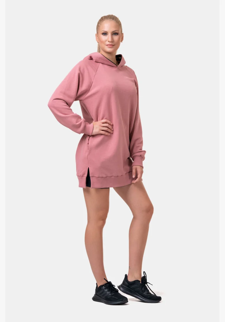 NEBBIA Dlhá Everyday HERO mikina s kapucňou ružová