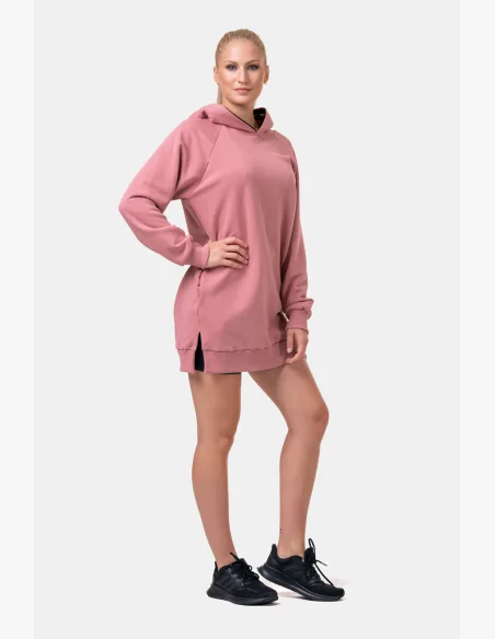 NEBBIA Dlhá Everyday HERO mikina s kapucňou ružová