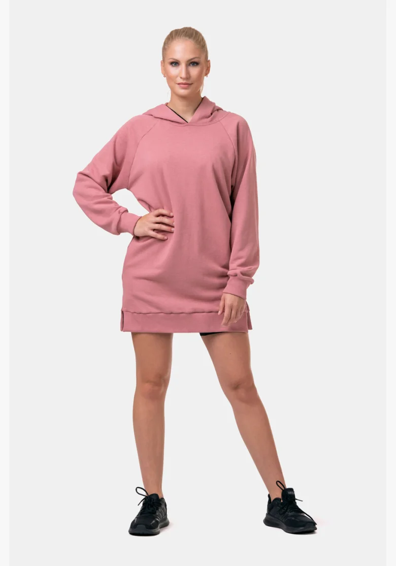 NEBBIA Dlhá Everyday HERO mikina s kapucňou ružová