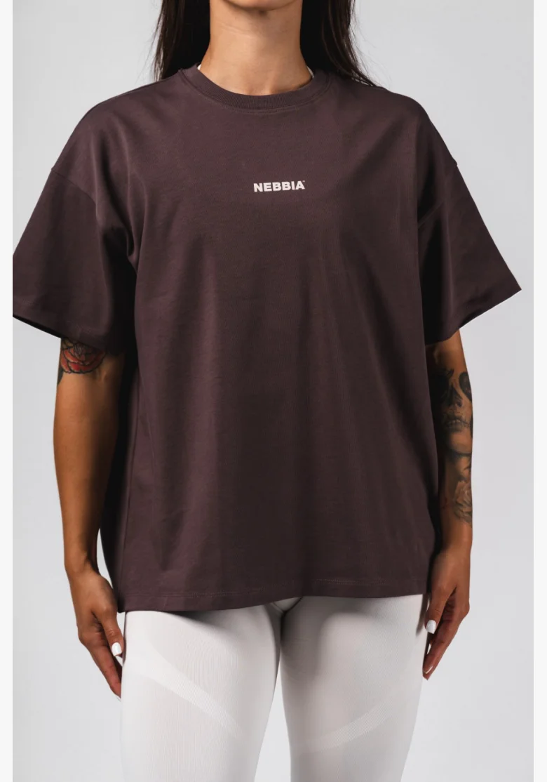 NEBBIA Oversized tričko RESET hnedé