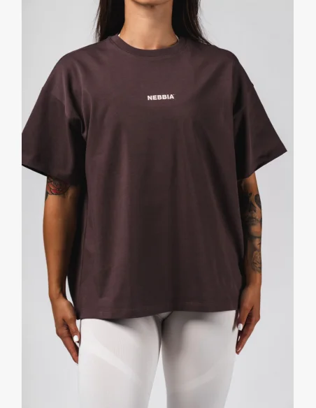 NEBBIA Oversized tričko RESET hnedé