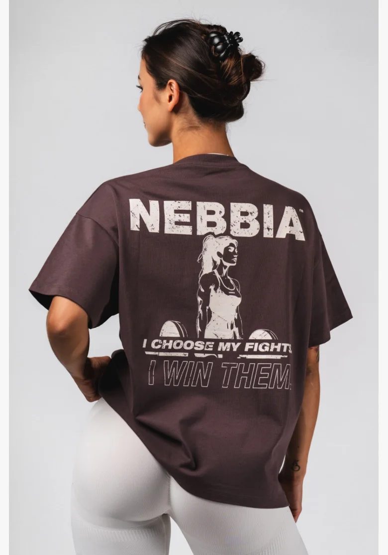 NEBBIA Oversized tričko RESET hnedé