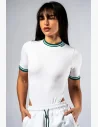 Premium dámske body Royal White s bezšvovým dizajnom, vysokým vykrojením a elegantnými zlatými Club detailmi.