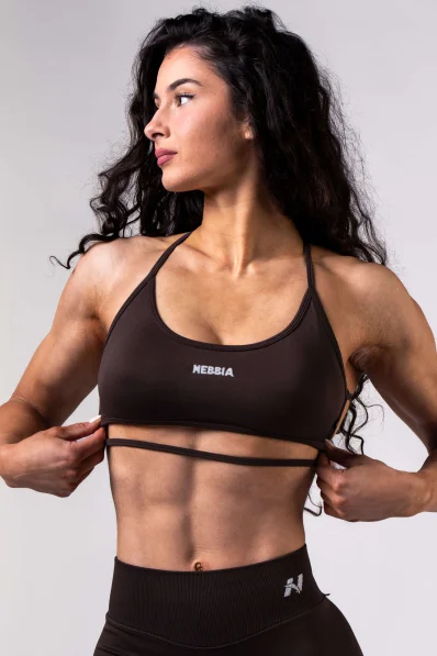 NEBBIA Open-back športová podprsenka POWER hnedá