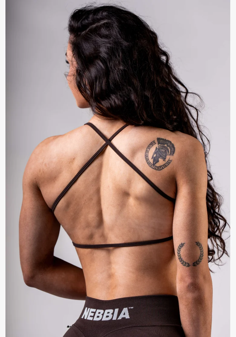 NEBBIA Open-back športová podprsenka POWER hnedá
