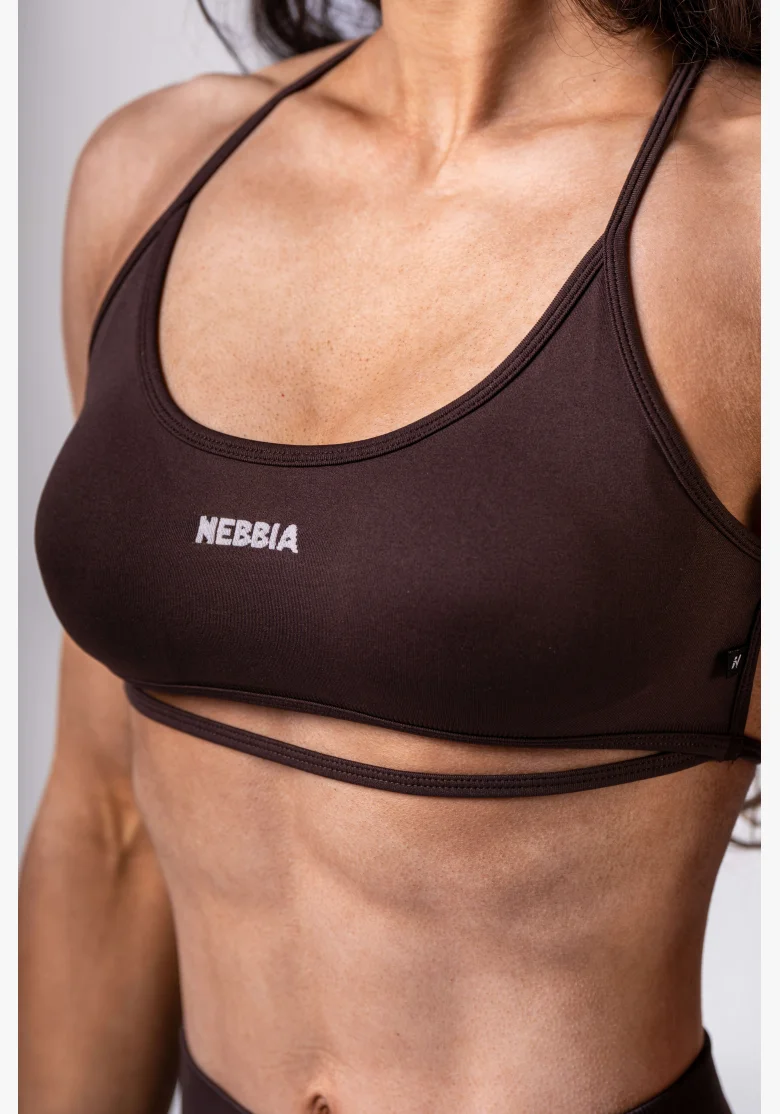 NEBBIA Open-back športová podprsenka POWER hnedá