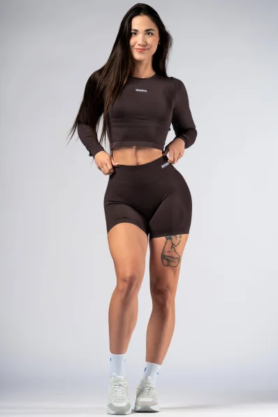 NEBBIA High-waist push-up šortky POWER hnedé