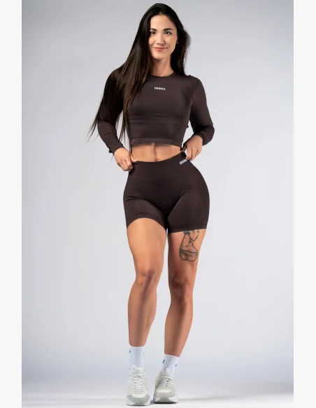 NEBBIA High-waist push-up šortky POWER hnedé