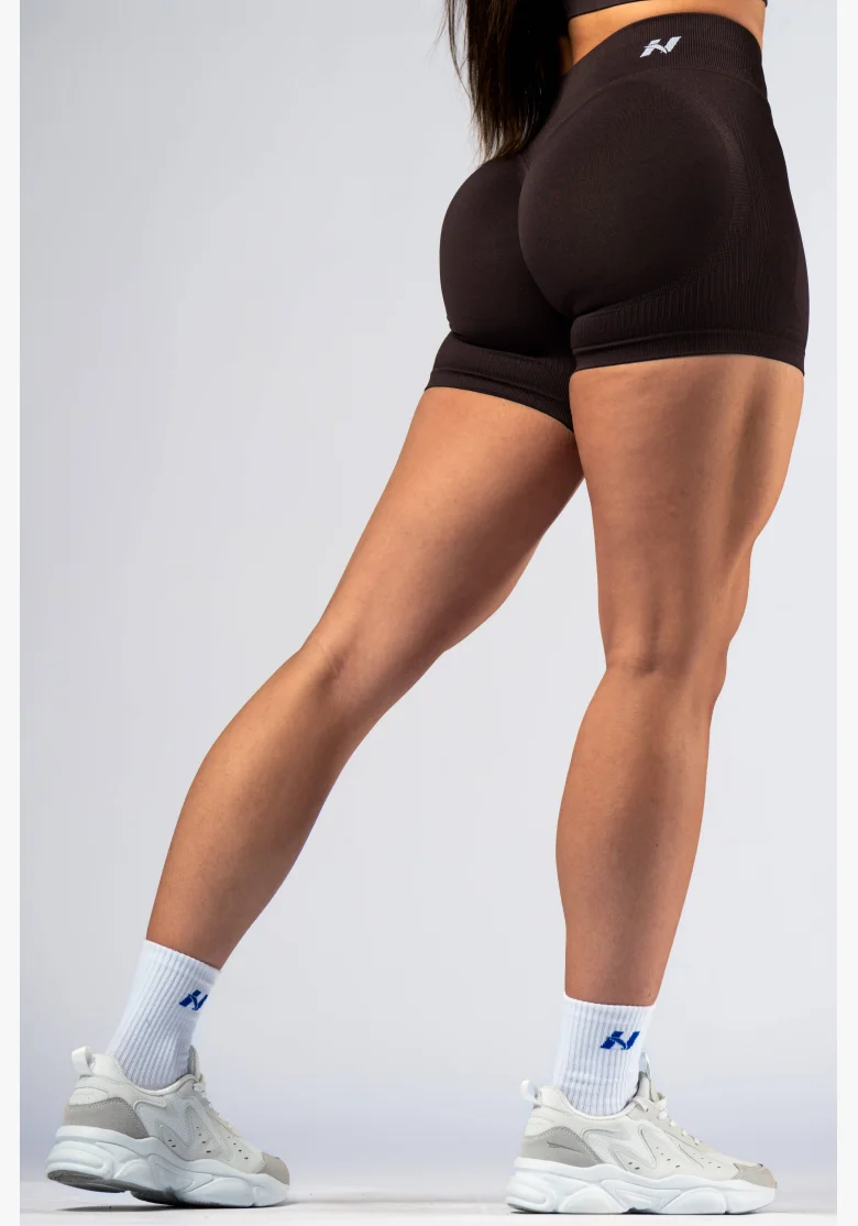 NEBBIA High-waist push-up šortky POWER hnedé