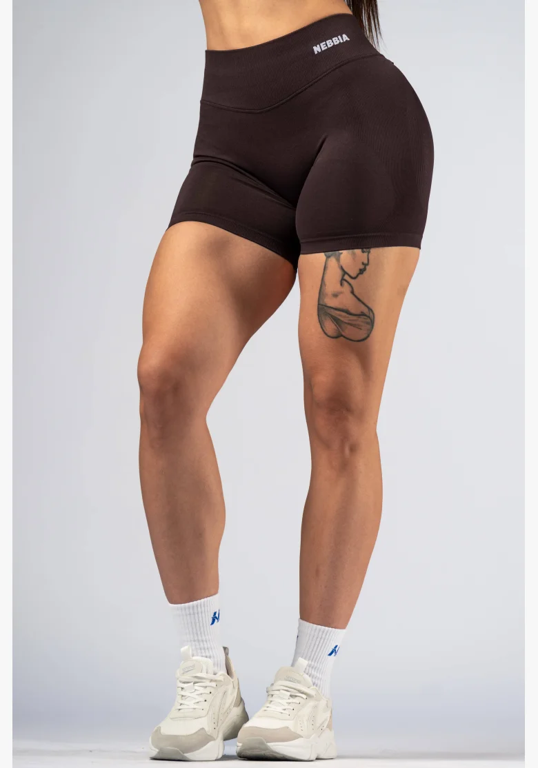 NEBBIA High-waist push-up šortky POWER hnedé
