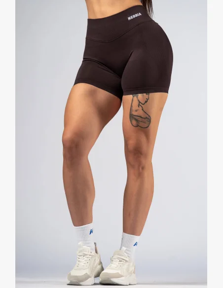 NEBBIA High-waist push-up šortky POWER hnedé