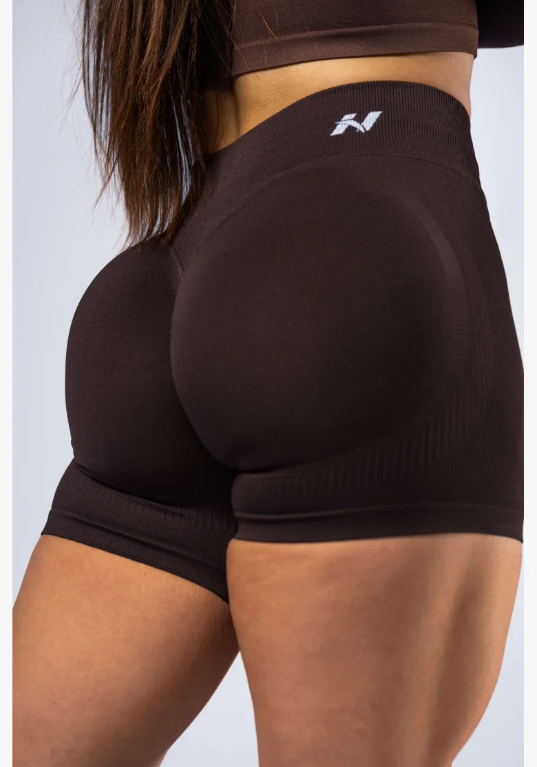 NEBBIA High-waist push-up šortky POWER hnedé