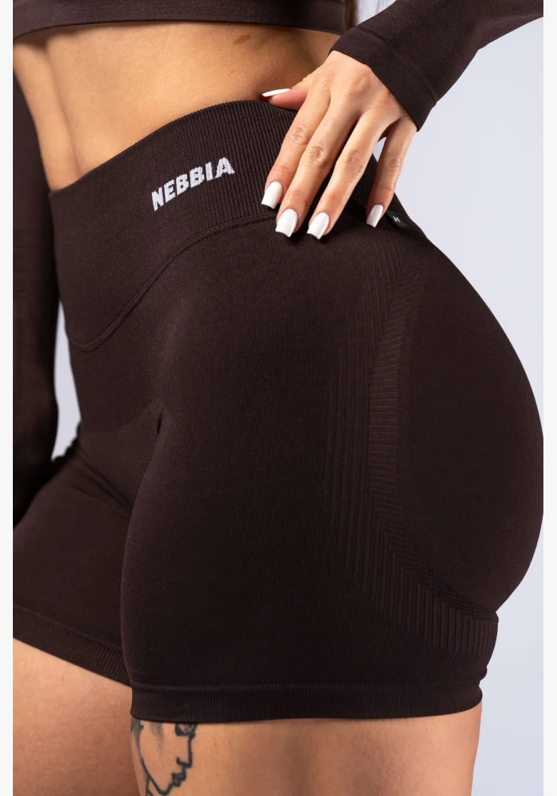 NEBBIA High-waist push-up šortky POWER hnedé