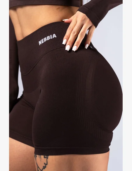 NEBBIA High-waist push-up šortky POWER hnedé