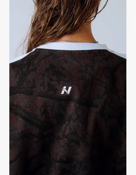 NEBBIA Relaxed fit tričko POWER camo hnedé