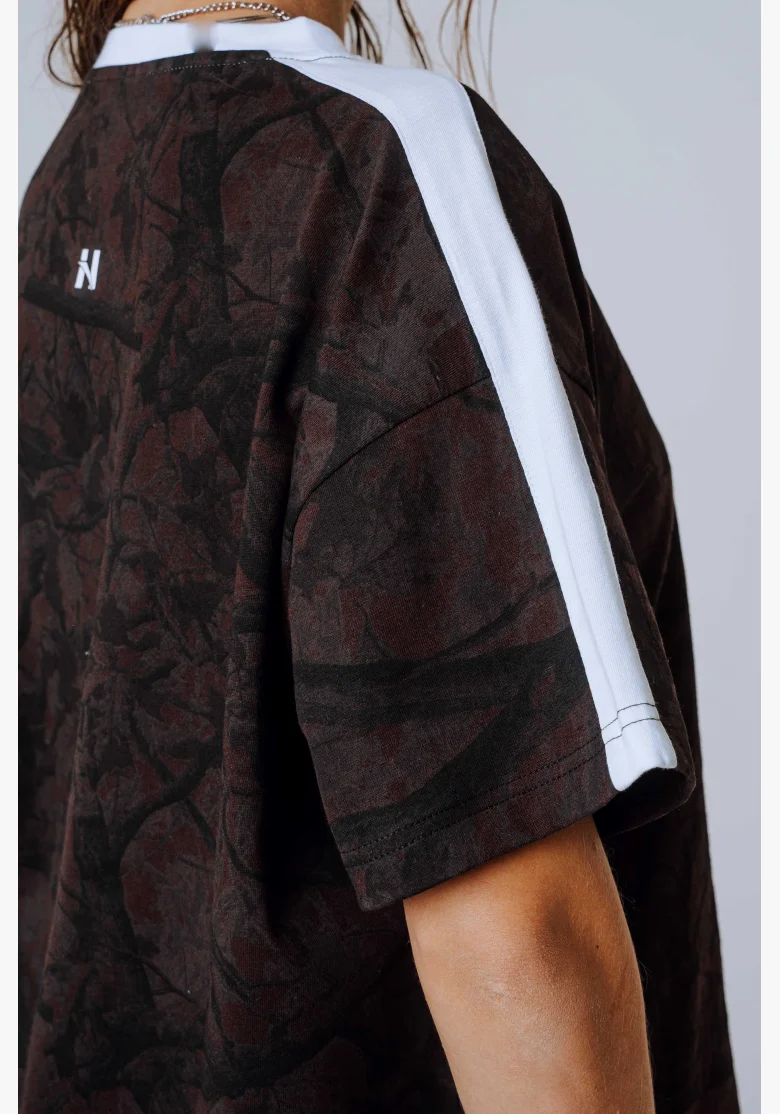 NEBBIA Relaxed fit tričko POWER camo hnedé