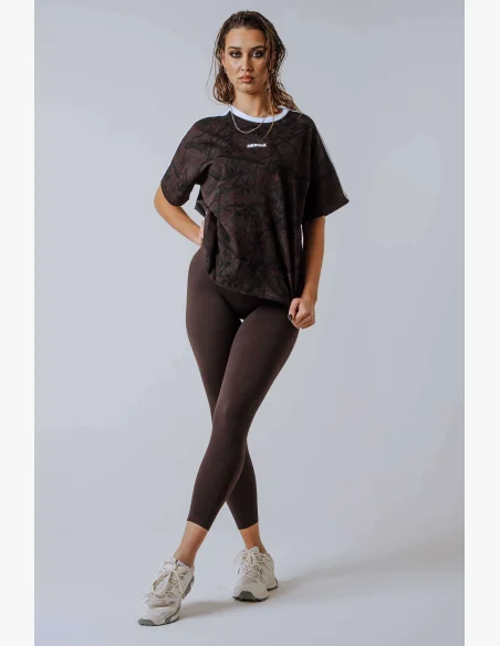 NEBBIA Relaxed fit tričko POWER camo hnedé