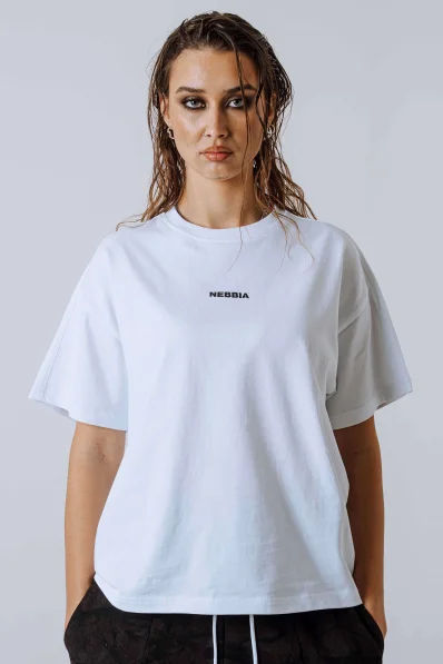 NEBBIA Relaxed fit tričko POWER biela