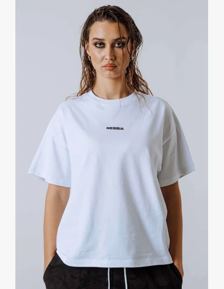 NEBBIA Relaxed fit tričko POWER biela