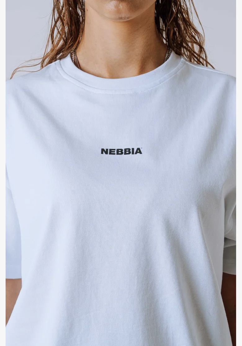 NEBBIA Relaxed fit tričko POWER biela