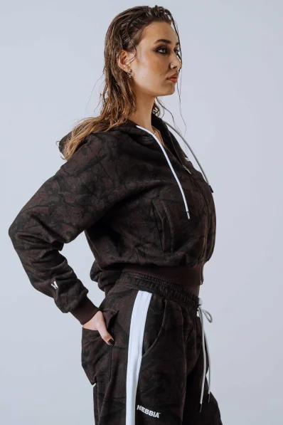 NEBBIA Mikina na zips s kapucňou POWER Camo tmavá 2