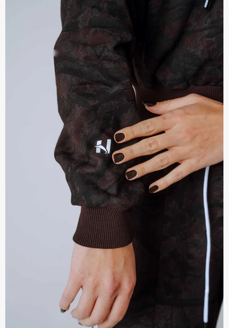 NEBBIA Mikina na zips s kapucňou POWER Camo tmavá