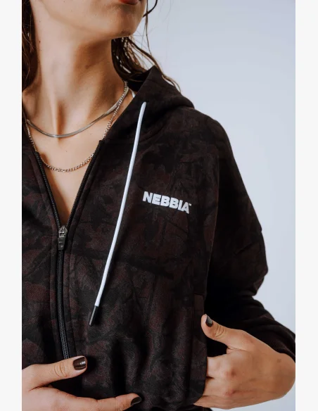 NEBBIA Mikina na zips s kapucňou POWER Camo tmavá