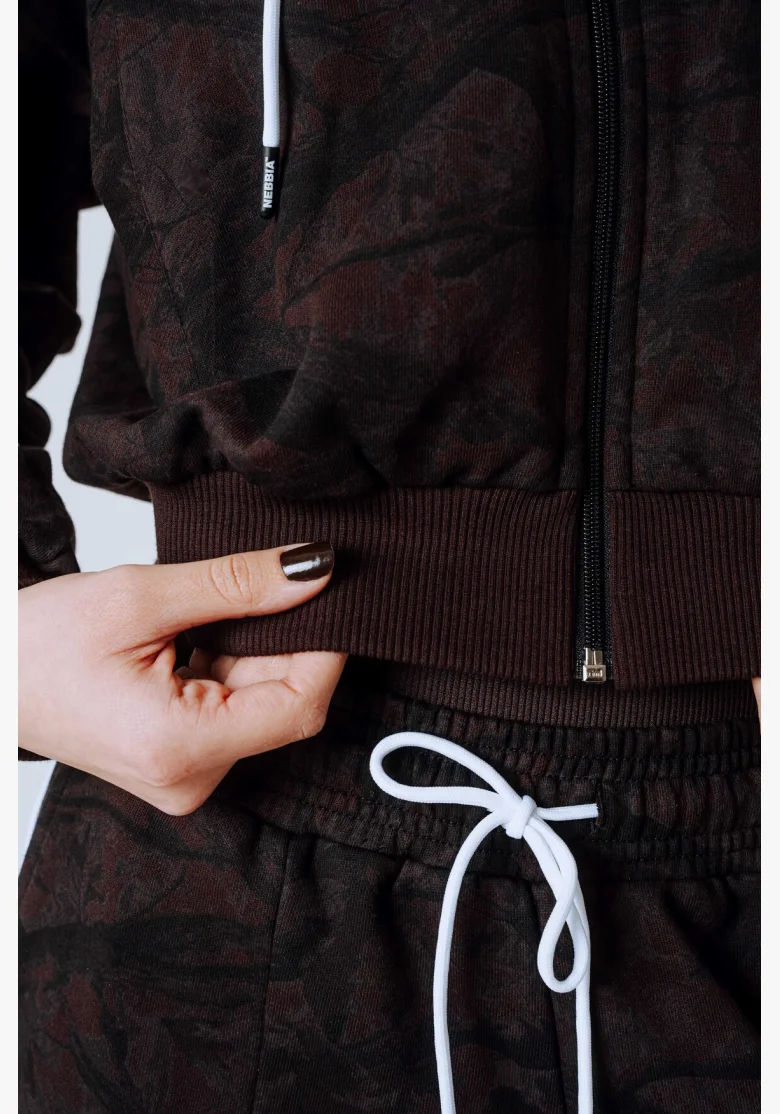 NEBBIA Mikina na zips s kapucňou POWER Camo tmavá