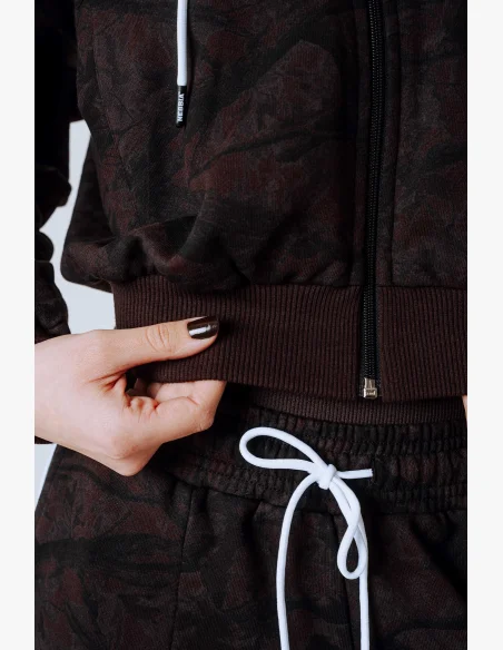 NEBBIA Mikina na zips s kapucňou POWER Camo tmavá