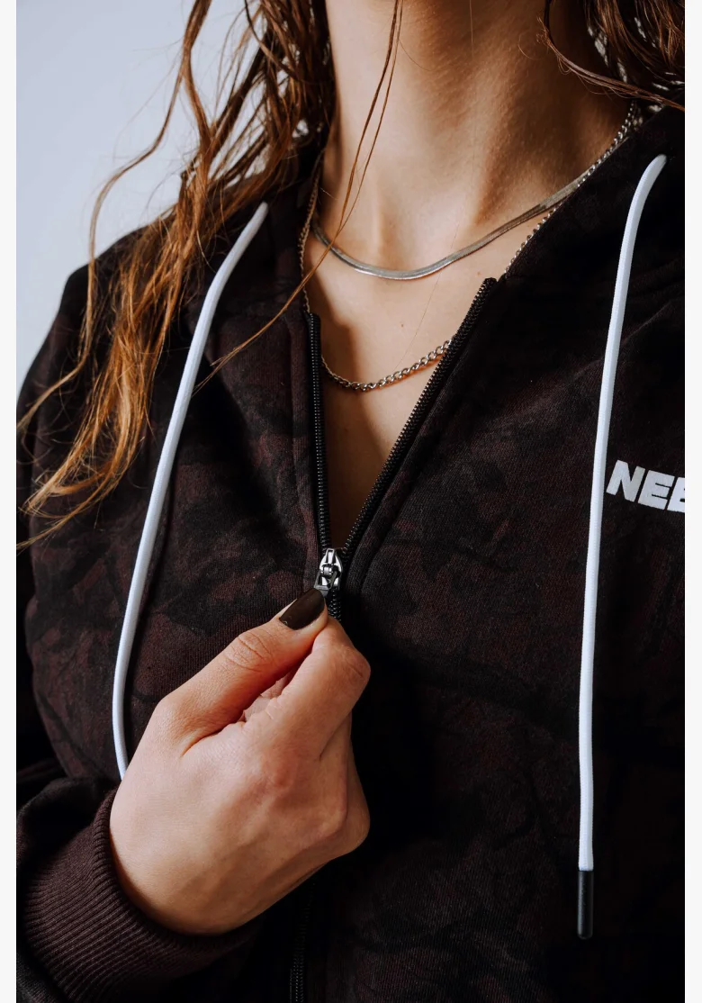 NEBBIA Mikina na zips s kapucňou POWER Camo tmavá