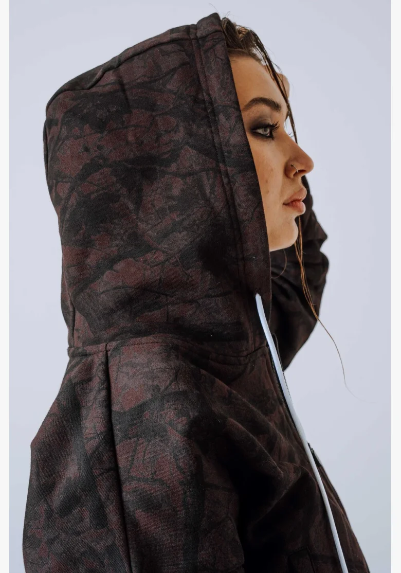 NEBBIA Mikina na zips s kapucňou POWER Camo tmavá