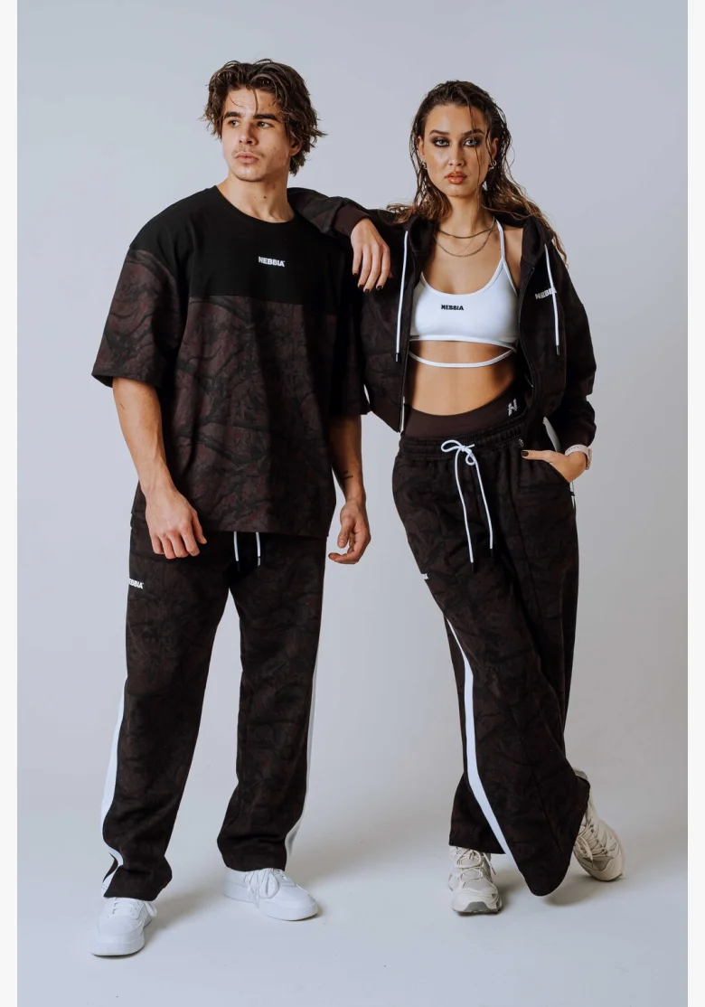 NEBBIA Mikina na zips s kapucňou POWER Camo tmavá