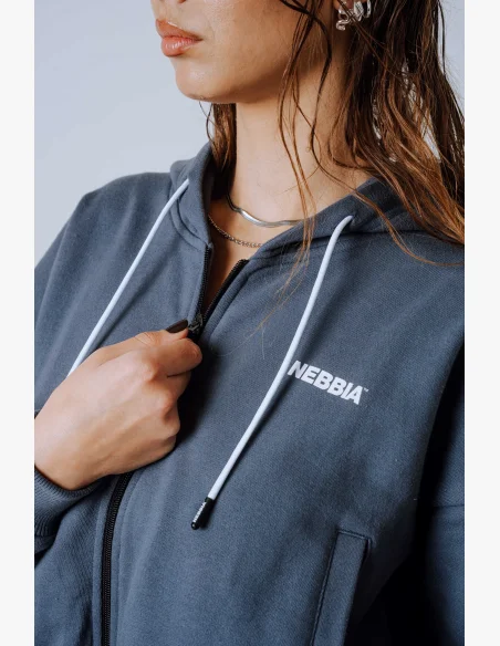 NEBBIA Mikina na zips s kapucou POWER sivá