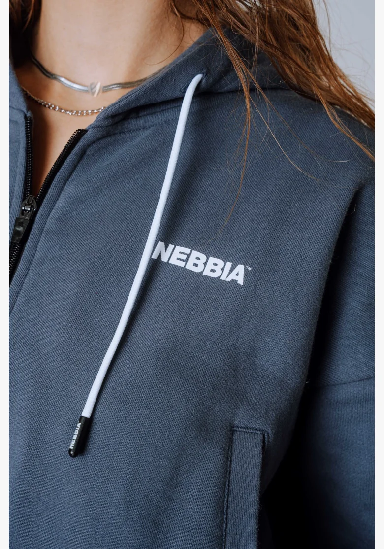 NEBBIA Mikina na zips s kapucou POWER sivá