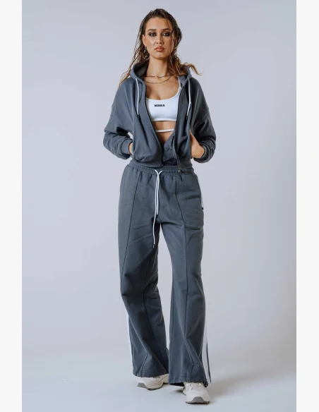NEBBIA Mikina na zips s kapucou POWER sivá